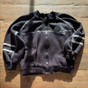 Class Club boys Black full zip with gray Stripes and football design on right